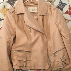 Pink Faux Leather Jacket